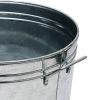 Round Galvanized Steel Tub with Side Handles and Embossed Design, Silver