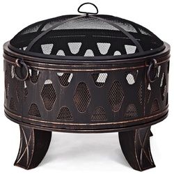28" Outdoor Fire Pit BBQ Portable Camping Firepit Heater
