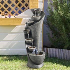 39inches High 7-Tier Modern Curved Outdoor Water Fountain for Home/ Yard Decoration
