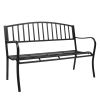 51" Patio Park Garden Outdoor Bench Patio Porch Chair Vintage Backyard Seat Furniture Iron Frame Black