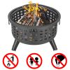 26" Round Metal Lattice Fire Pit Fire Bowl Outdoor BBQ Burn Grill Patio Brazier