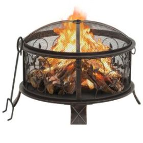 Rustic Fire Pit with Poker 26.6" XXL Steel