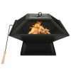 2-in-1 Fire Pit and BBQ with Poker 18.3"x18.3"x14.6" Steel