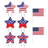 8Pcs 4th of July Yard Signs with Stakes Patriotic Star Ornament for Garden Decor