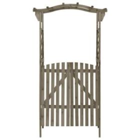 Pergola with Gate 45.7"x15.7"x80.3" Gray Solid Firwood