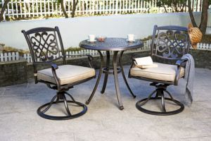 3 Piece Bistro Set, Cast Aluminum Dining Table Patio Glider Chairs Garden Backyard Outdoor Furniture