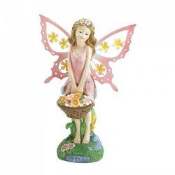 Pink Fairy Solar Garden Statue